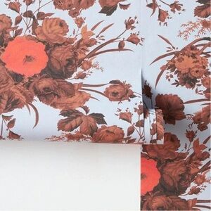 Anthropologie Floral Wallpaper in Rust, Terracotta, and Sky Blue